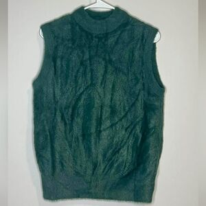 Rachel Zoe Dark Green Sleeveless Fuzzy Sweater Vest
